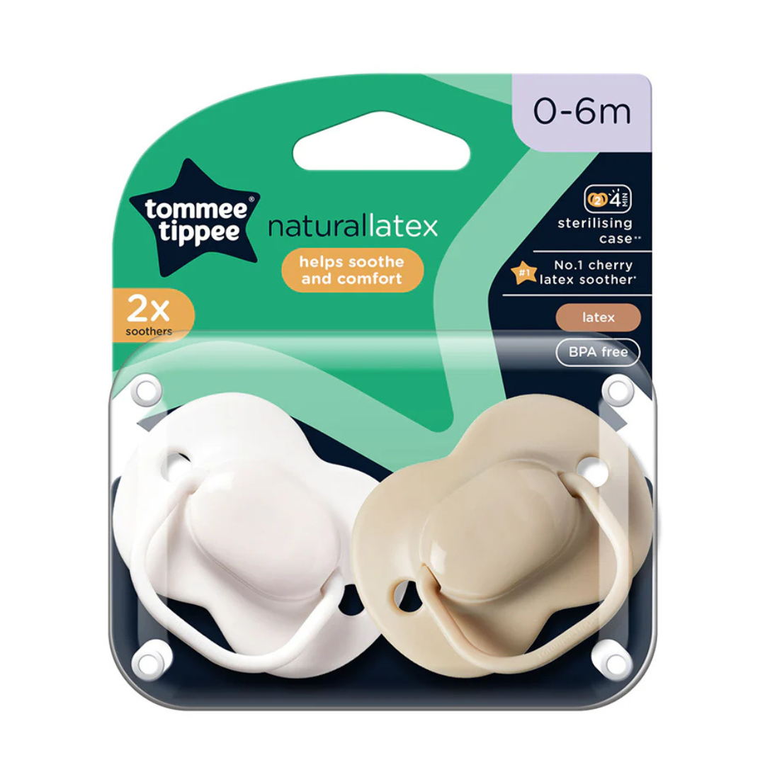 Tommee Tippee 0-6m Natural Cherry Latex Soothers
