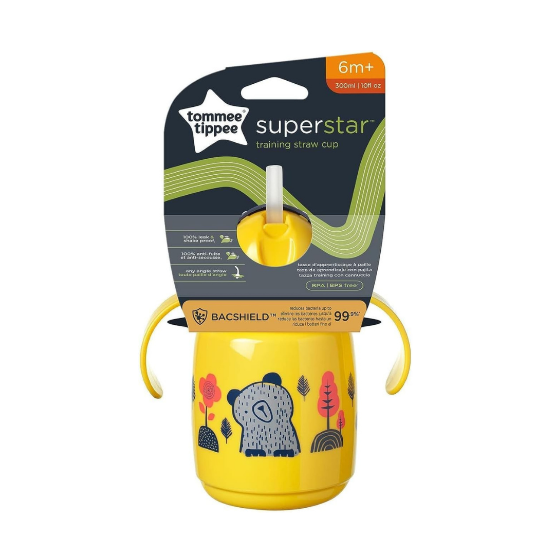 Tommee Tippee Superstar Weighted Straw Cup 10oz for toddlers 6 months and above with easy-grip handles and weighted straw technology