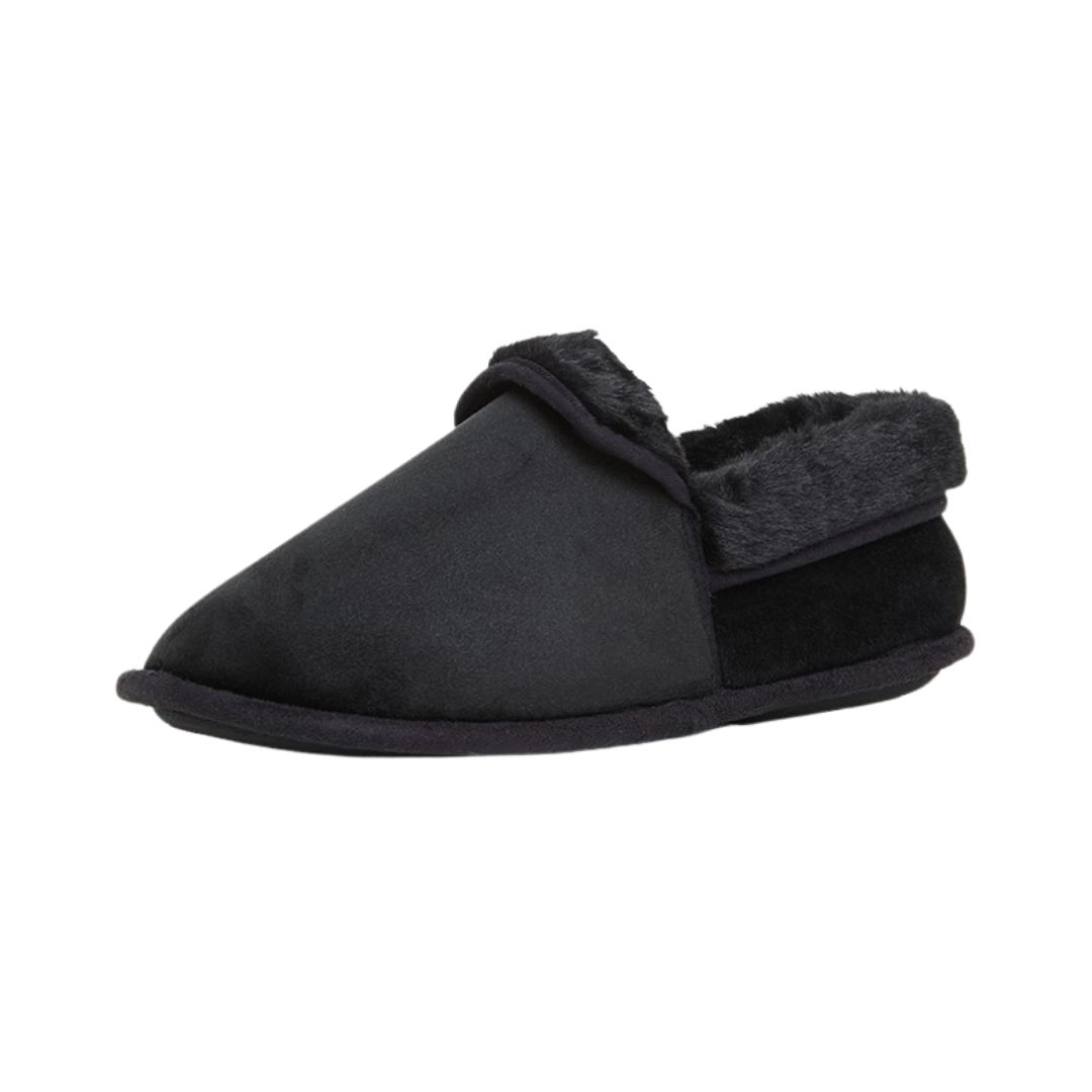 Hush Puppies Lua slipper - black stretchy velour