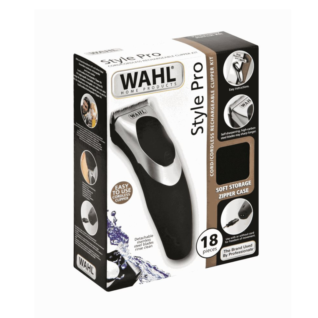 Wahl Style Pro Cordless Rechargeable Clipper Kit – 18-Piece Set