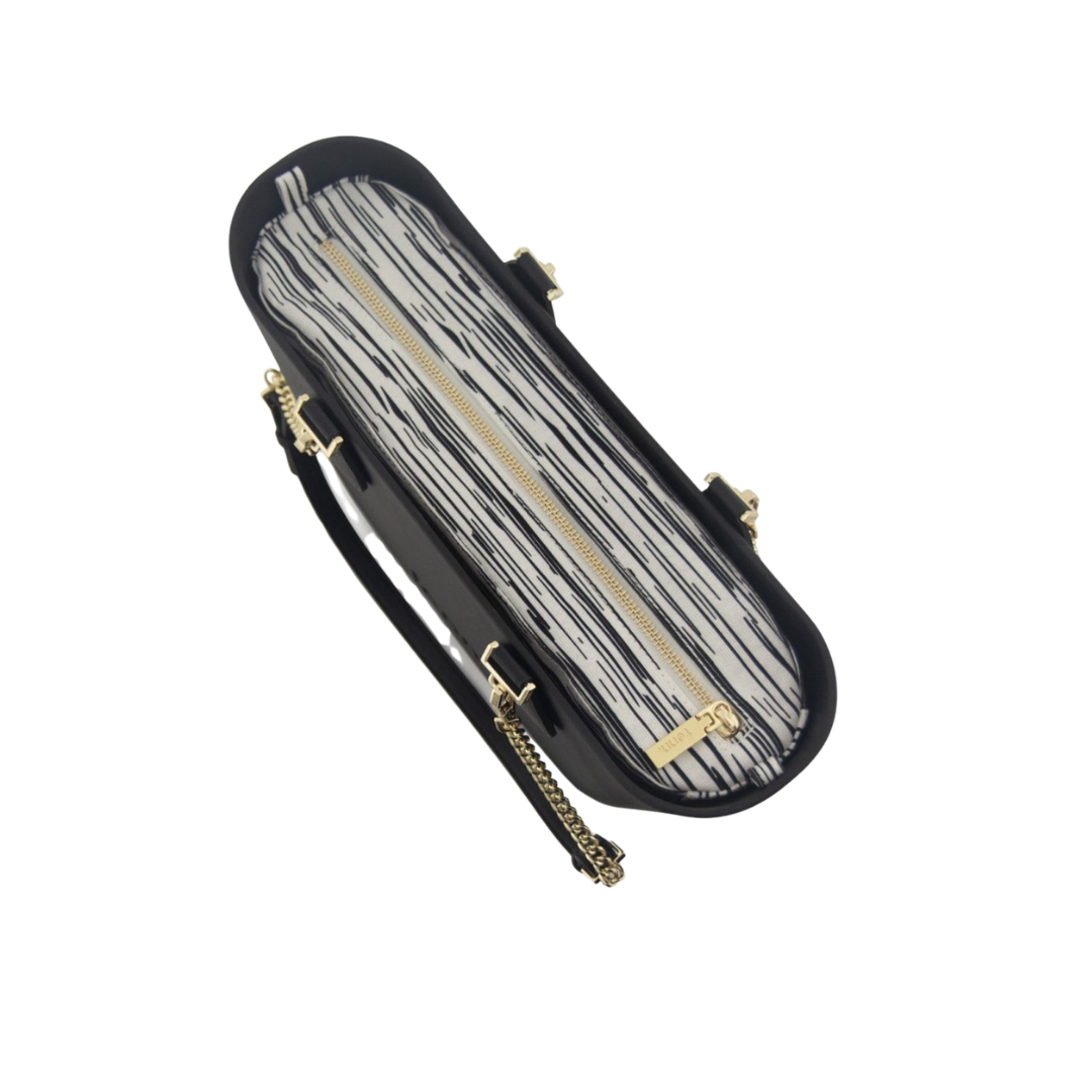 Fenn Petite Collection Black with Abstract Pattern Inner & Gold Chain