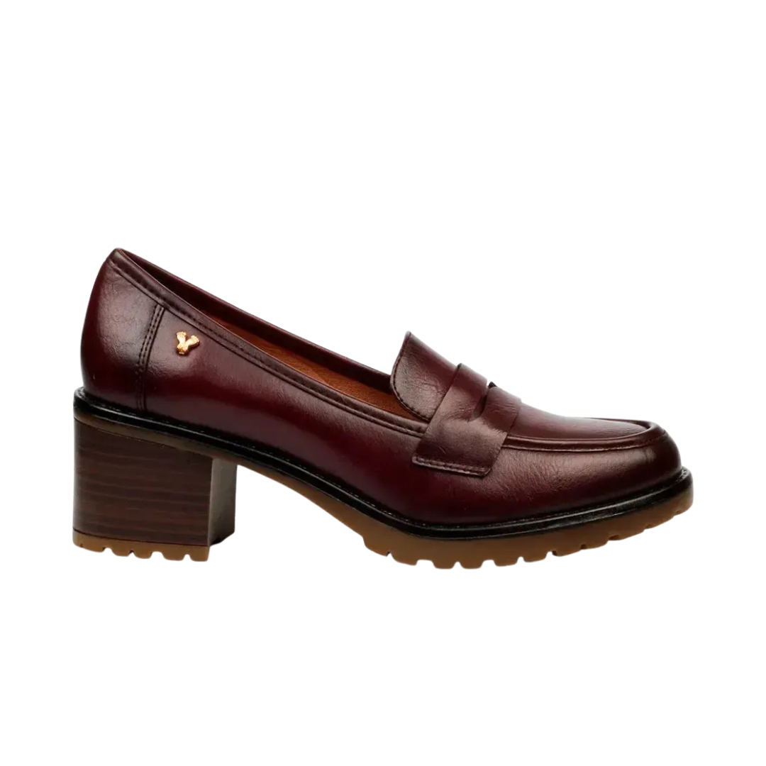 DC Noxer 9 burgundy block heel loafer for women, 6cm heel, slip-on design