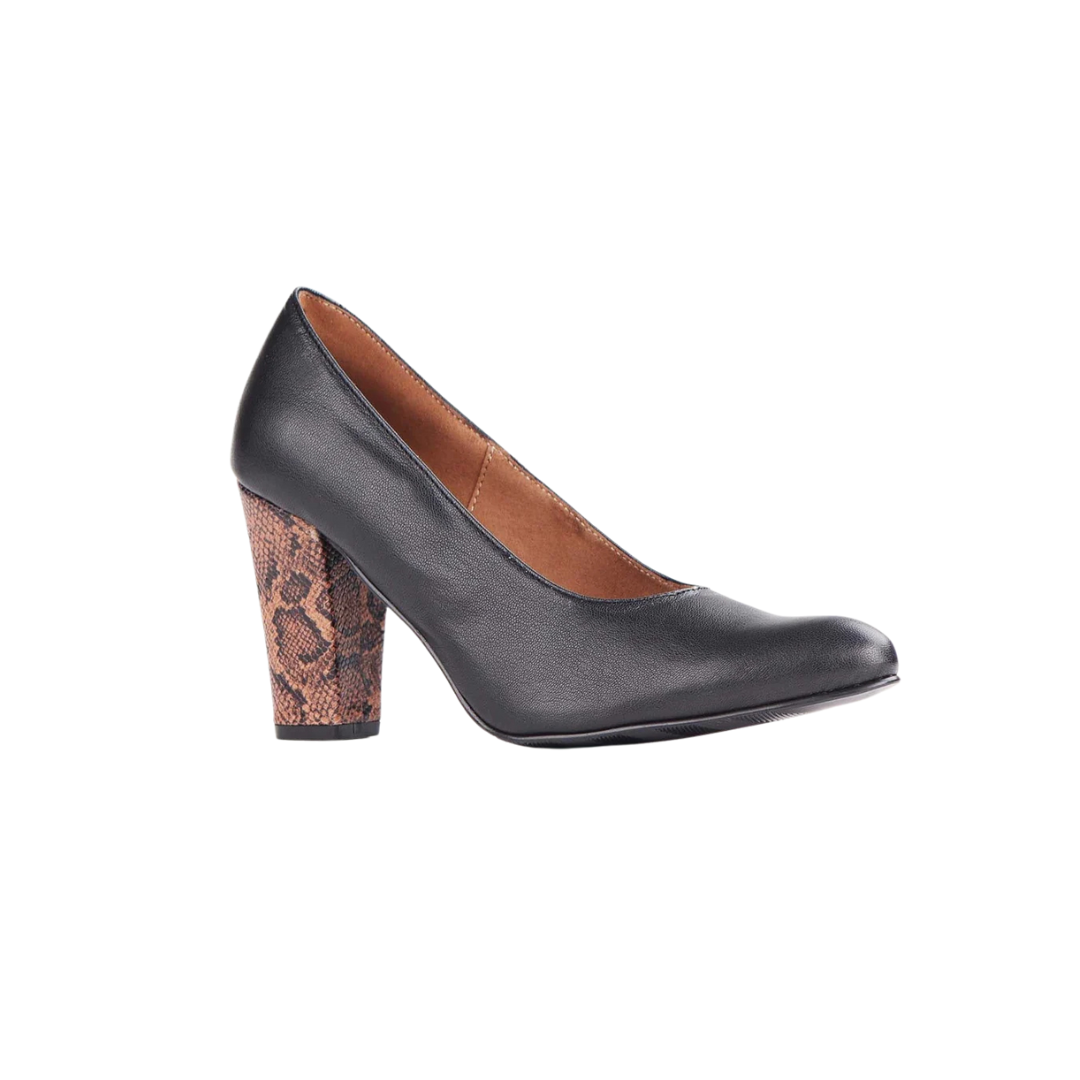 Froggie 12625 Pointed Court Shoes with Block High Heel