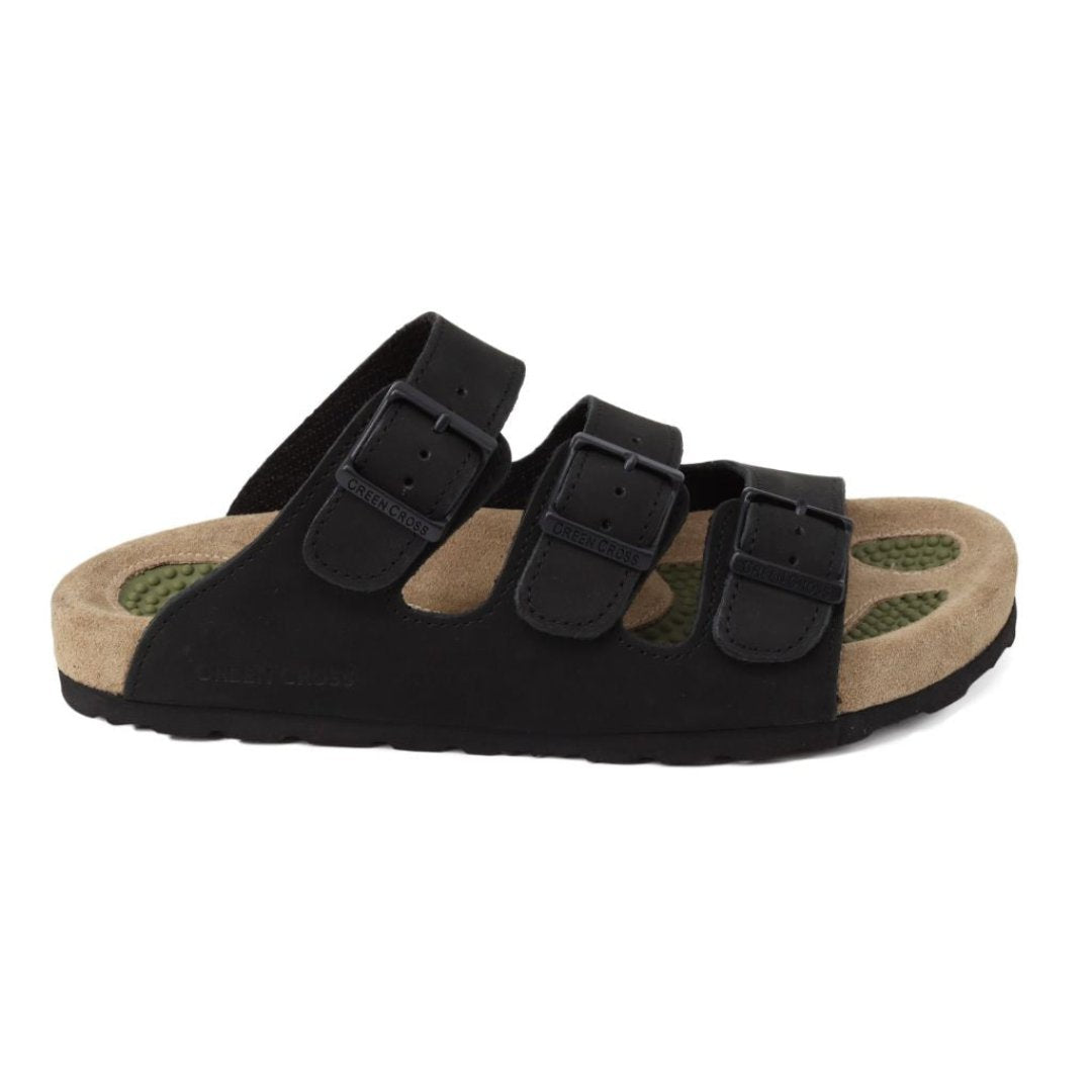 Green Cross 71920 Mens 3-Straps Sandal - Black and Brown