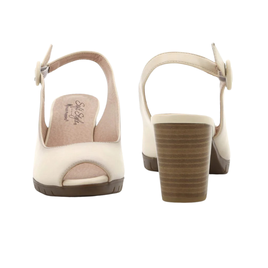 Hush Puppies Soft Sindy Block Heel Slingback - Ivory