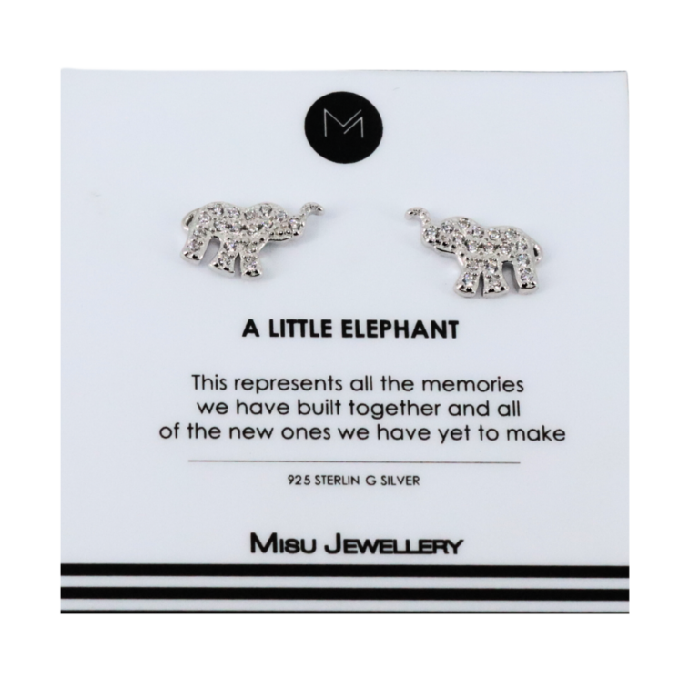 Misu Sterl Silv CZ Elephant earrings