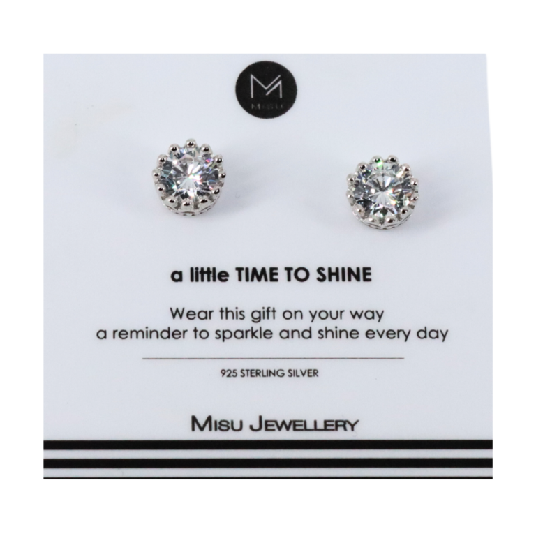 Misu Sterl Silv Crown Studs