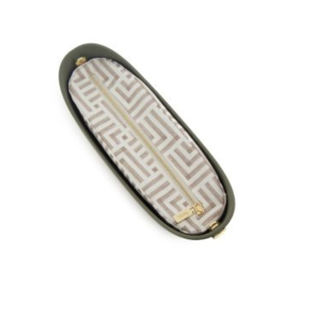 Fenn Messenger Bag Collection Watercress with Pattern Inner, Gold Zip & Light Stone Flat Handles