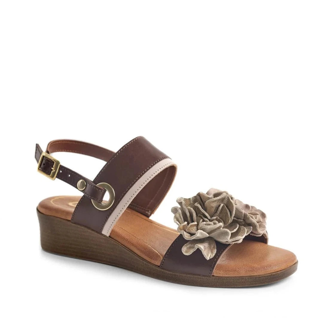 52300 Medium Wedge Sling Back Flower Sandal