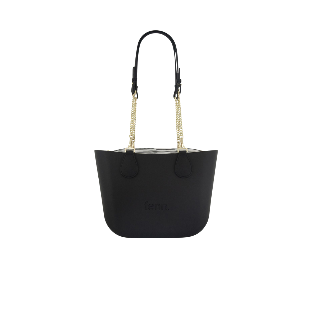 Fenn Petite Collection Black with Abstract Pattern Inner & Gold Chain