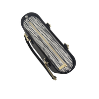 Fenn Petite Collection Black with Abstract Pattern Inner & Gold Chain