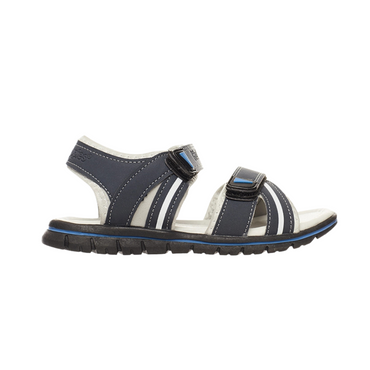 The Hush Puppies Big Kids Steve Strap Sandals in Navy, Grey, and Multi