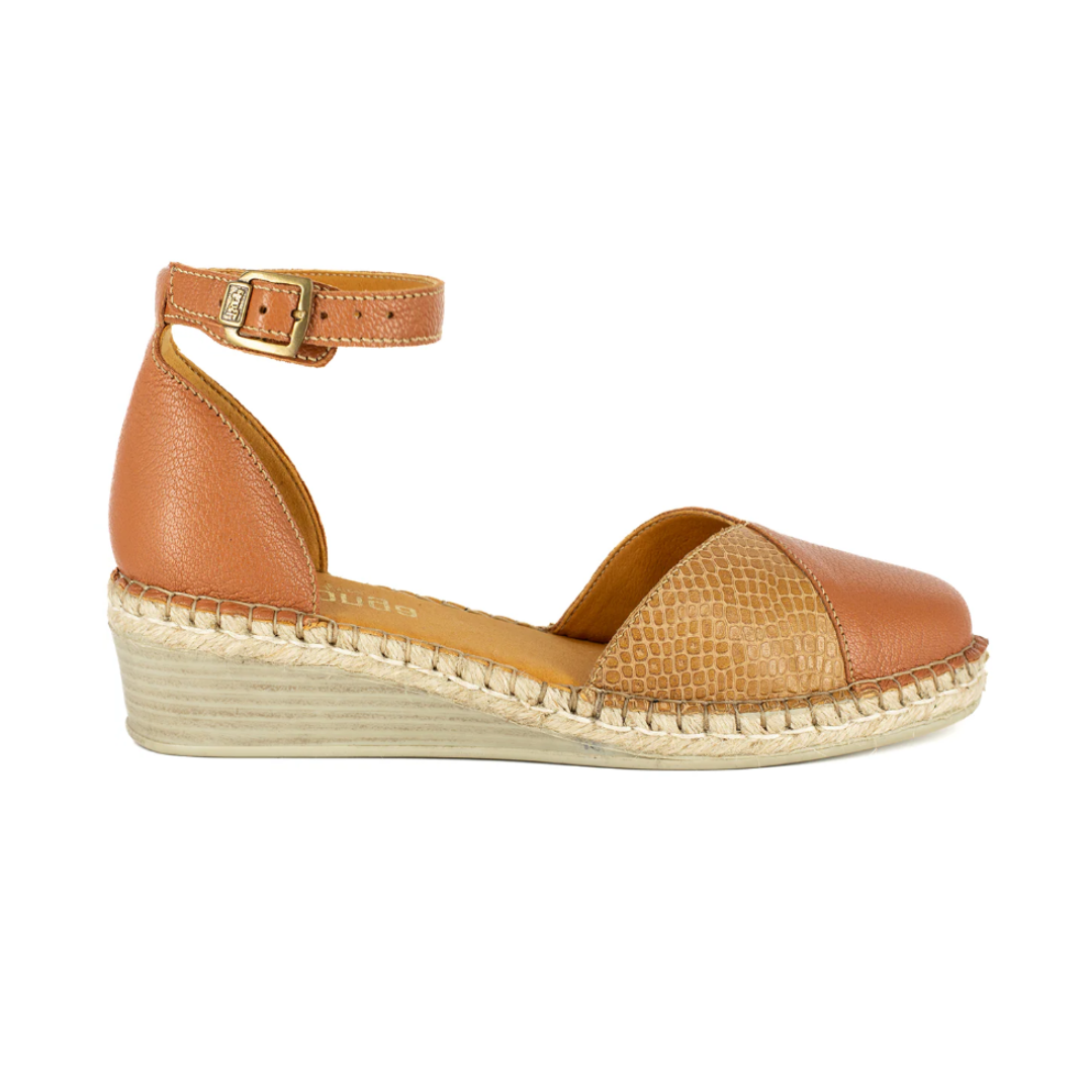 Tsonga Mirembe Ladies Leather Wedge Espadrille in Oak Cayak