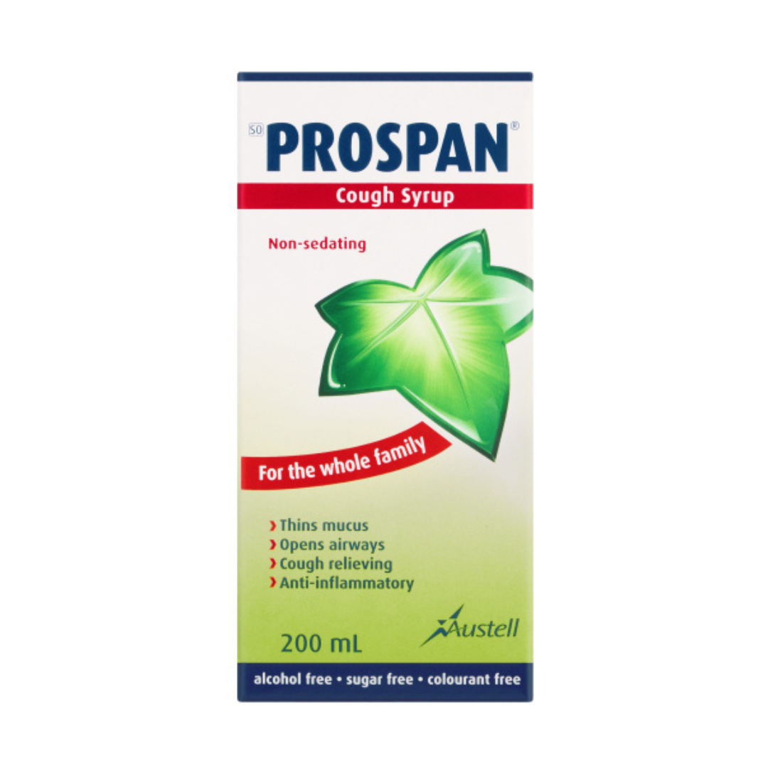 Prospan Cough Syrup 200ml bottle with Special-Ivy-Extract EA 575 formula for natural cough and mucus relief