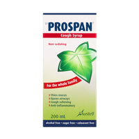 Prospan Cough Syrup 200ml bottle with Special-Ivy-Extract EA 575 formula for natural cough and mucus relief