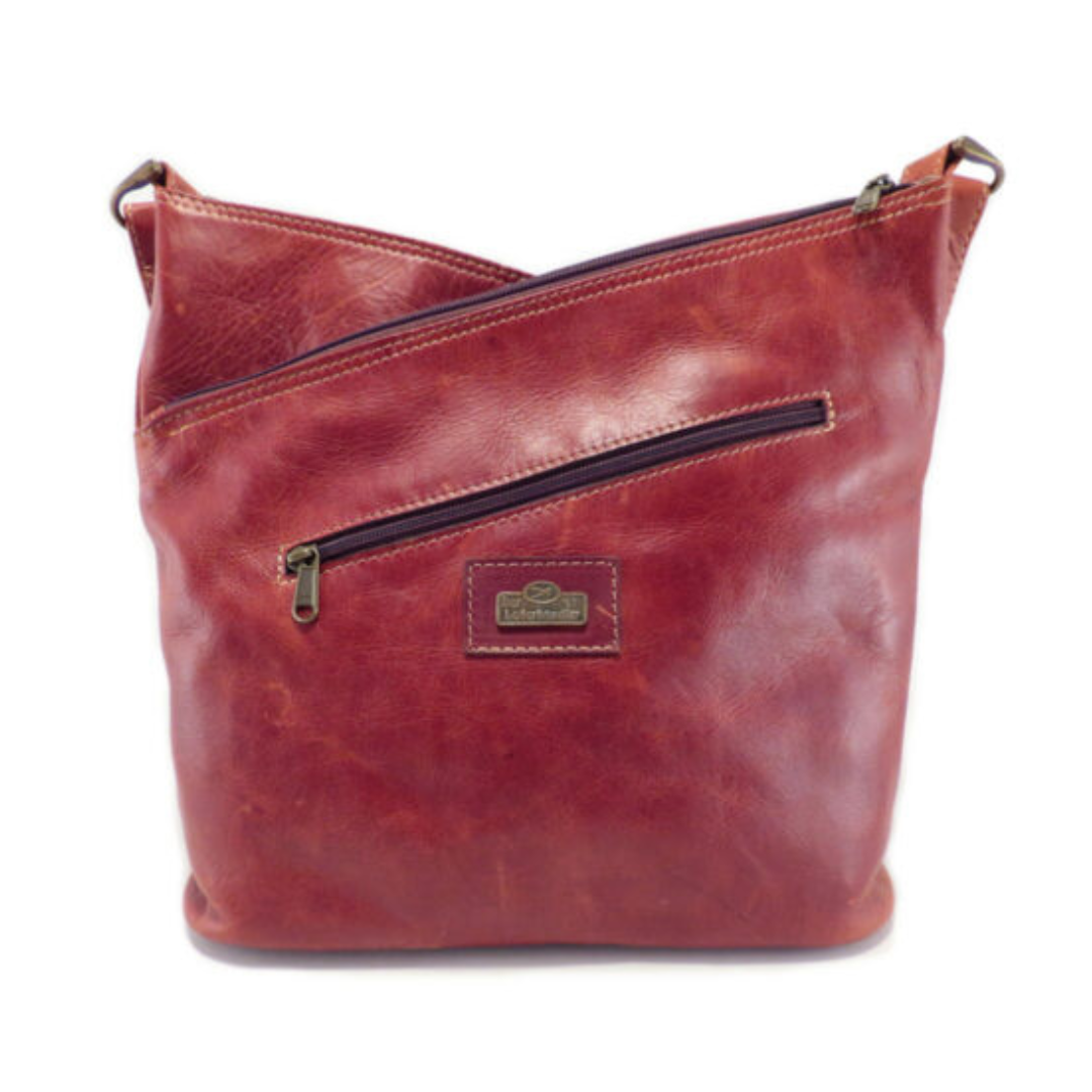 Der Lederhandler Helga Large Leather Tote Bag in tobacco full-grain leather with multiple compartments