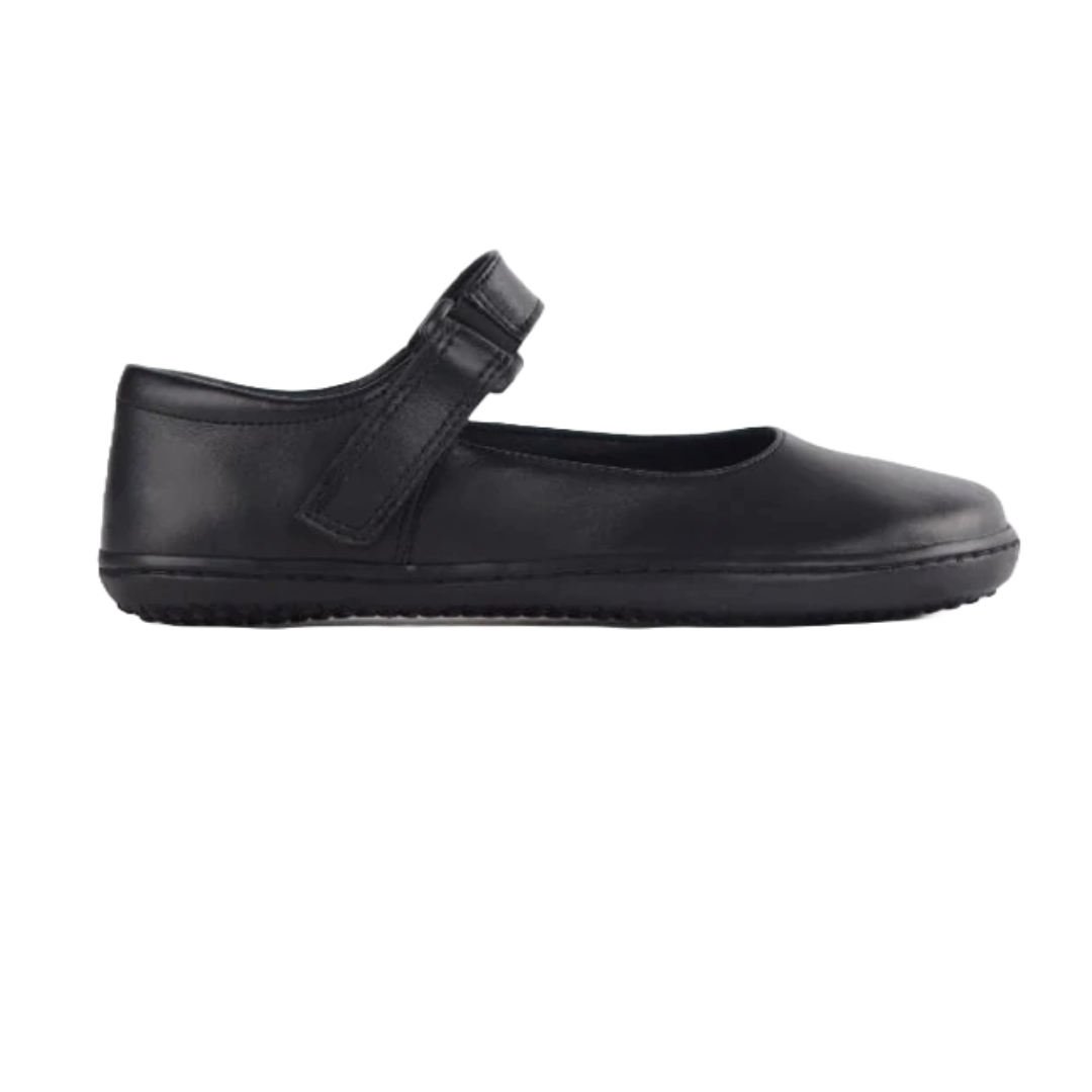 Froggie 6610 black leather high bar girls school shoes with secure strap closure