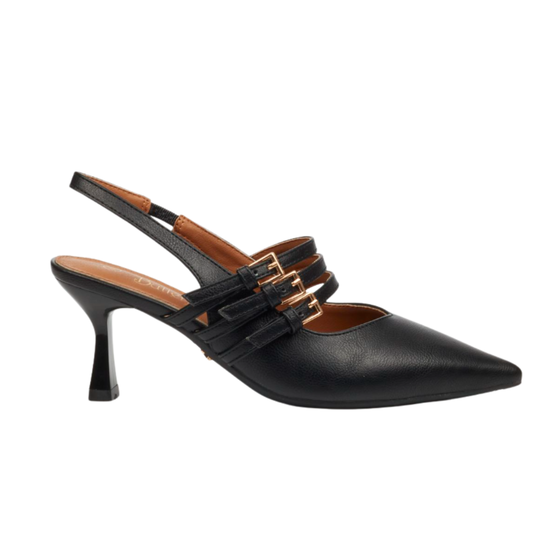 Black faux-leather Butterfly Feet Paige 1 court heel with pointed toe, professional women's shoe