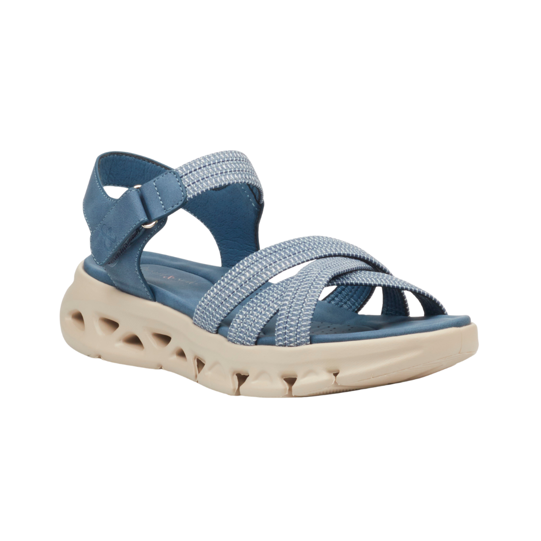 Lune 2 Faux Nubuck Flat Sandals - Blue