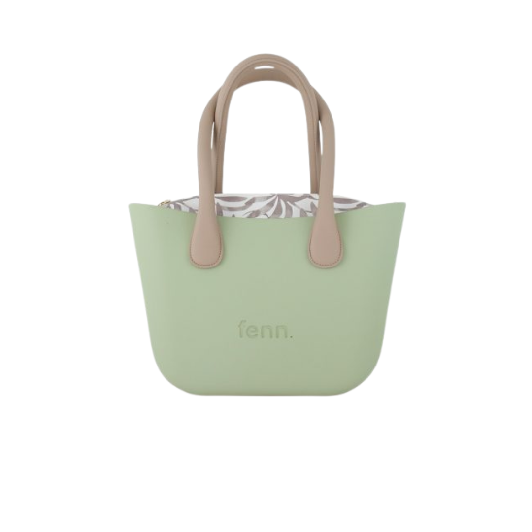 FENN Pastel Green Pattern Inner - Gold Zip, Light Stone Handle