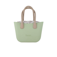 FENN Pastel Green Pattern Inner - Gold Zip, Light Stone Handle