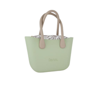 FENN Pastel Green Pattern Inner - Gold Zip, Light Stone Handle
