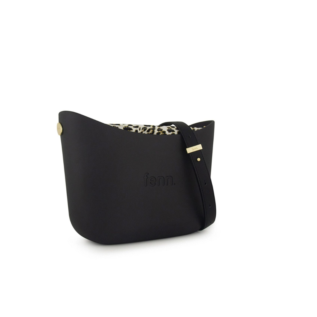 Fenn Messenger Bag Collection Black with Pattern Inner, Gold Zip & Black H12 Handles