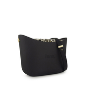 Fenn Messenger Bag Collection Black with Pattern Inner, Gold Zip & Black H12 Handles