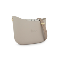 Fenn Messenger Bag Collection Mushroom Pattern Inner with Gold Zip & Light Stone Flat Handle