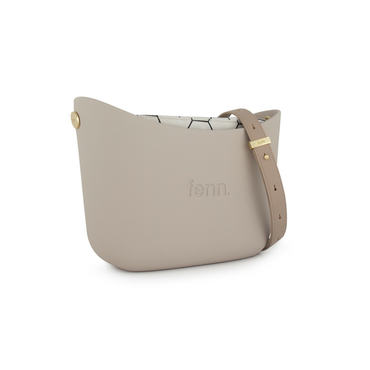 Fenn Messenger Bag Collection Mushroom Pattern Inner with Gold Zip & Light Stone Flat Handle