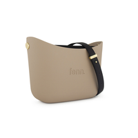 Fenn Messenger Bag Collection Stone Black Inner with Gold Zip &amp; Black Flat Handles