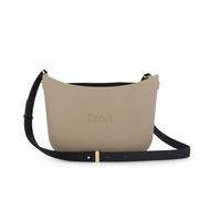 Fenn Messenger Bag Collection Stone Black Inner with Gold Zip &amp; Black Flat Handles