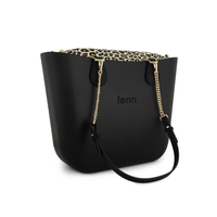 Fenn Original Collection Black with Pattern Inner, Gold Zip & Black/Gold Chain