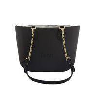 Fenn Petite Collection Black with Abstract Pattern Inner & Gold Chain