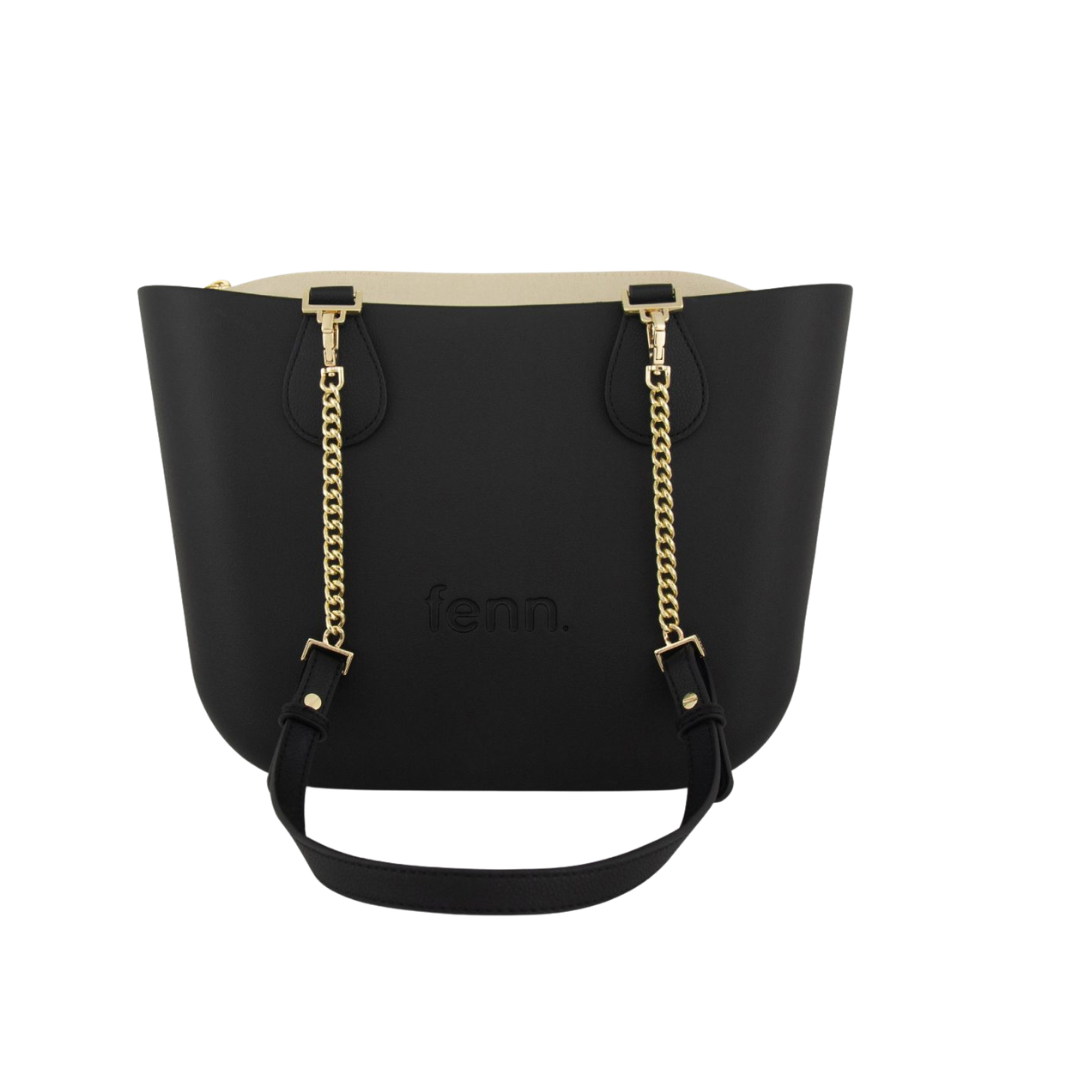 Fenn Petite Black - Gold zip & gold chain