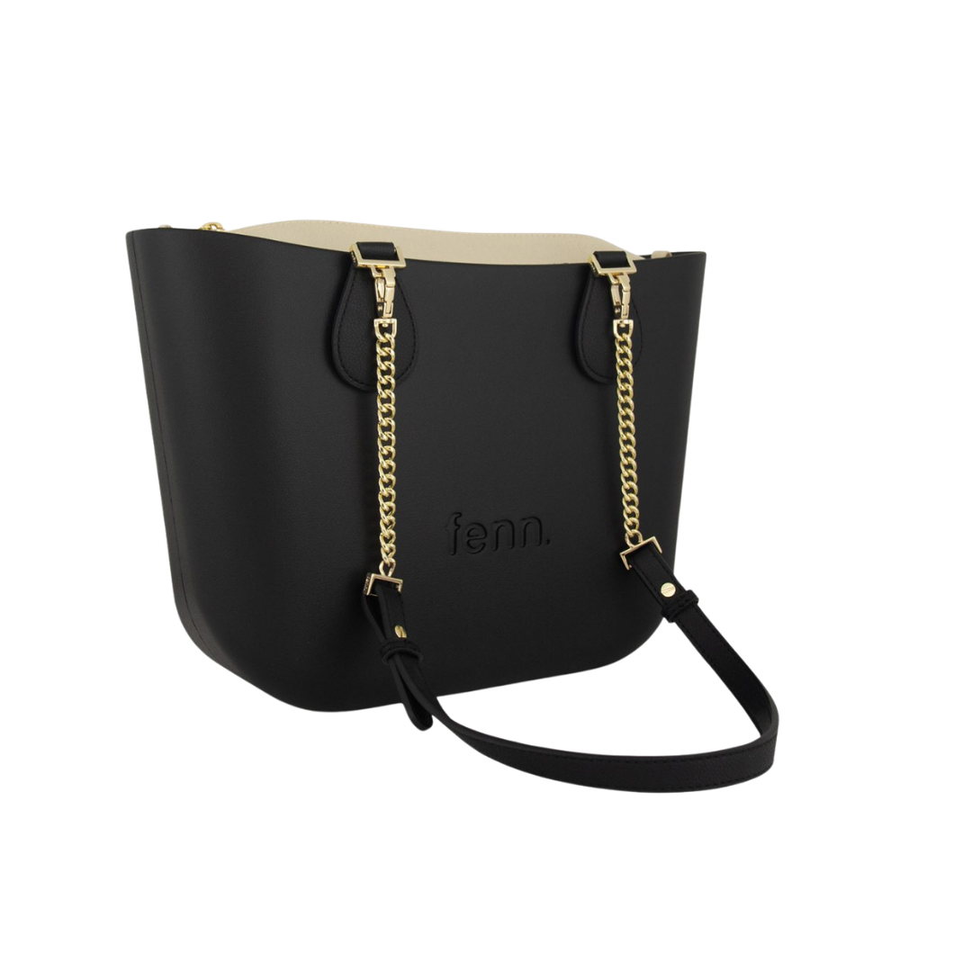 Fenn Petite Black - Gold zip & gold chain