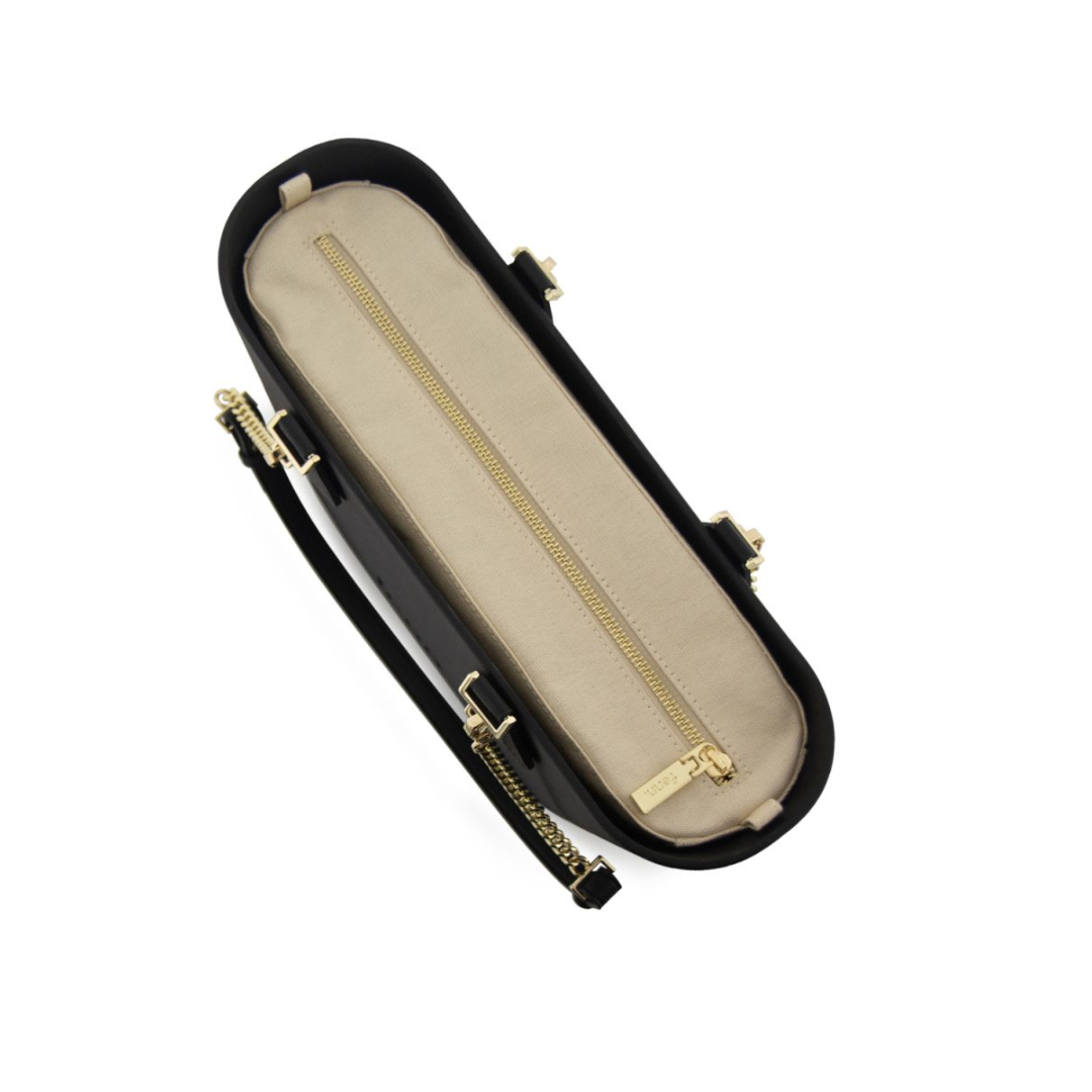 Fenn Petite Black - Gold zip & gold chain