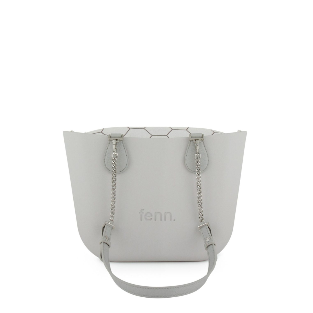 Fenn Petite Collection Grey Pattern Silver Zip - Silver Chain