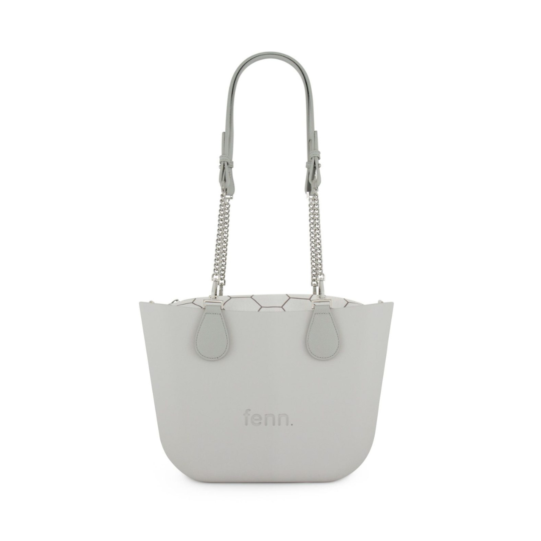 Fenn Petite Collection Grey Pattern Silver Zip - Silver Chain