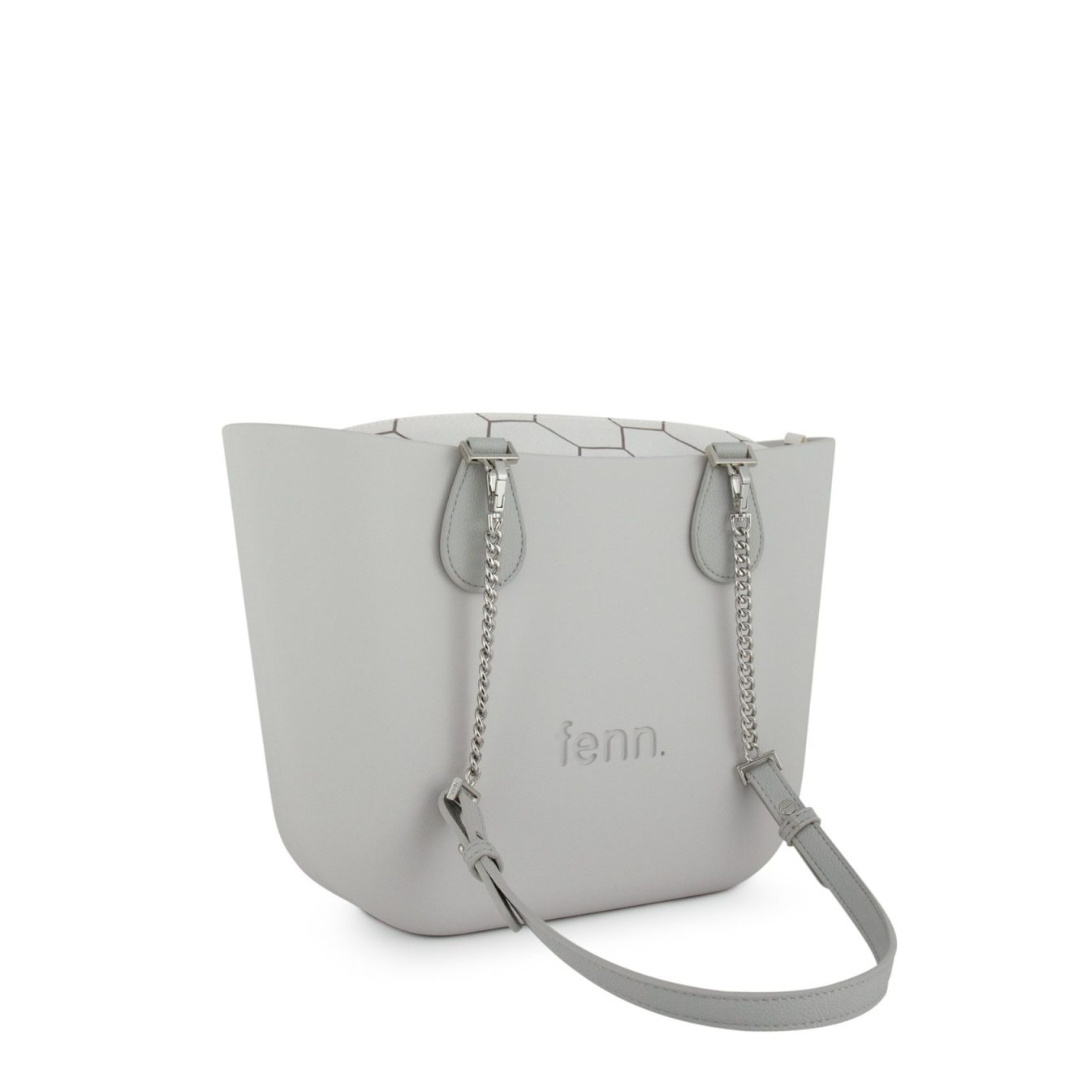 Fenn Petite Collection Grey Pattern Silver Zip - Silver Chain