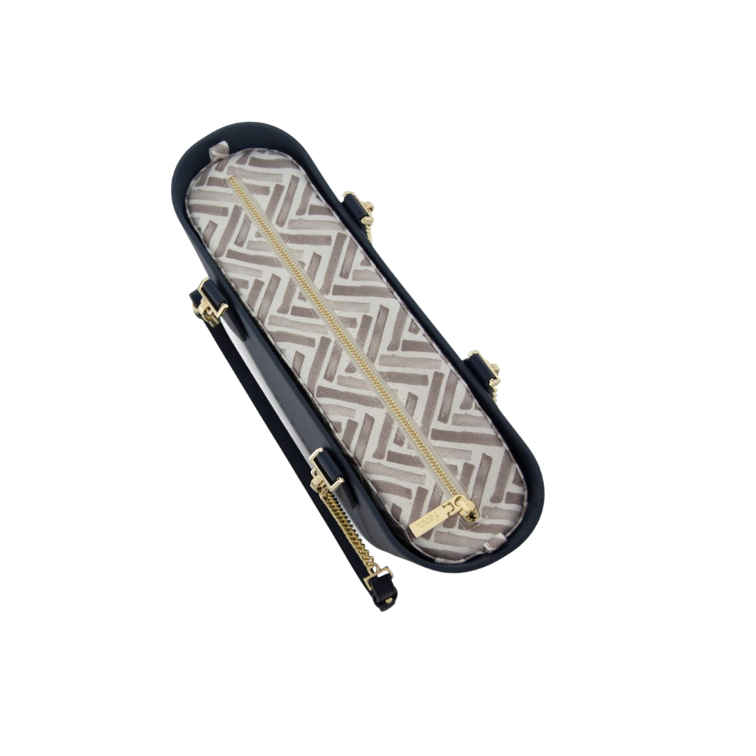 Fenn Petite Navy - Gold zip & gold chain