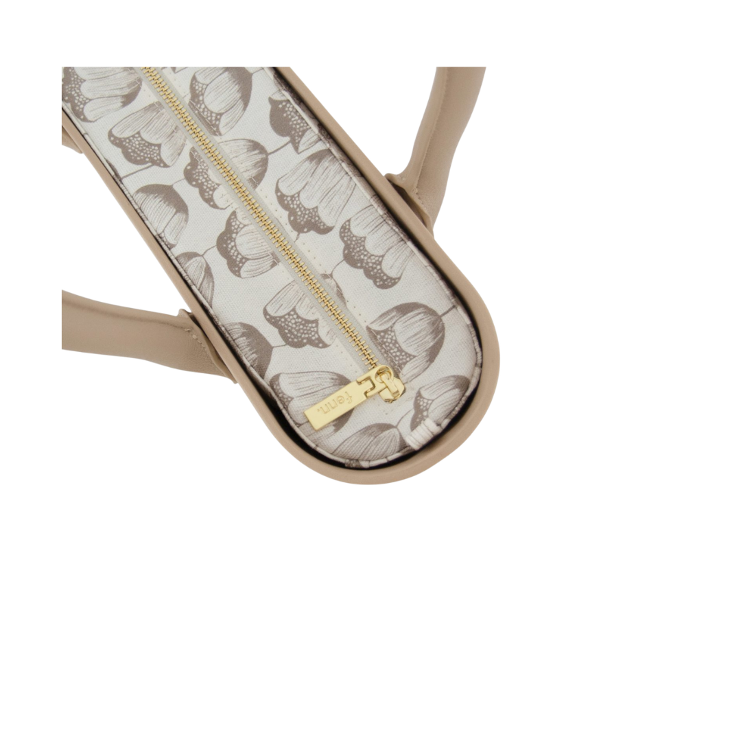 Fenn Petite Sand - Gold zip & Round Handle
