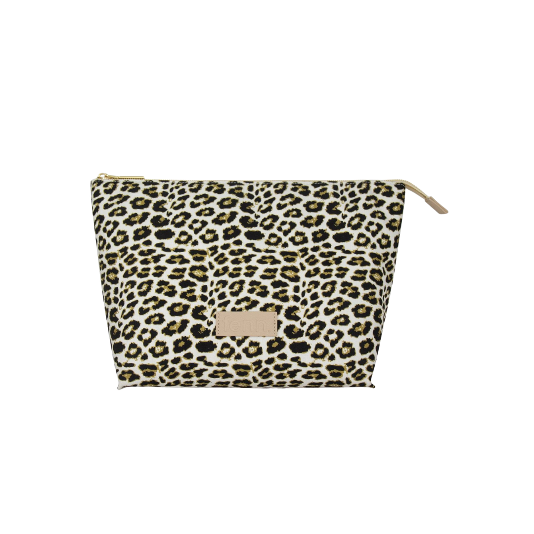 Fenn Small Pouch - Leopard Print with Gold Zip