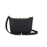 Fenn Messenger Bag Collection Black with Pattern Inner, Gold Zip & Black H12 Handles