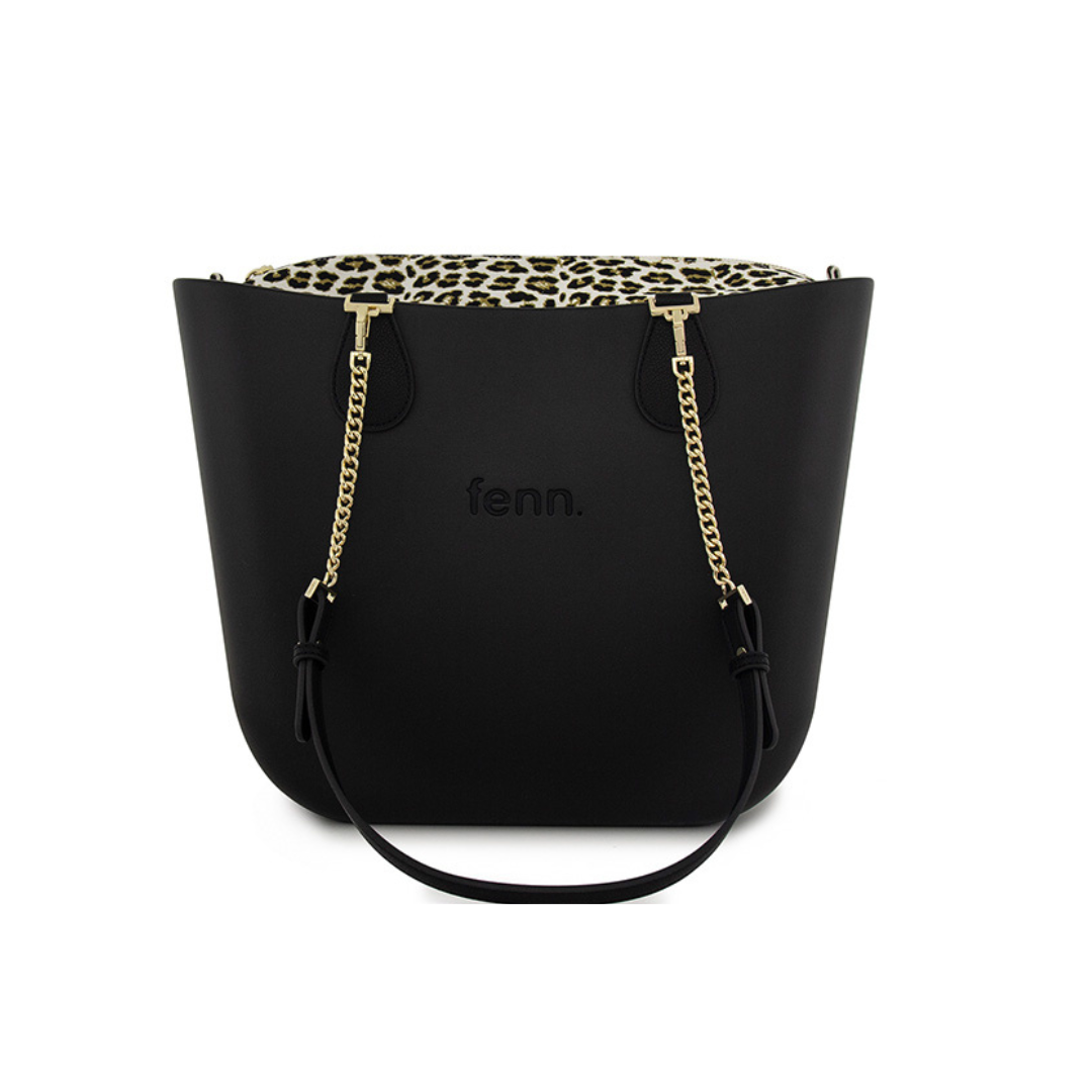 Fenn Original Collection Black with Pattern Inner, Gold Zip & Black/Gold Chain