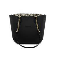 Fenn Original Collection Black with Pattern Inner, Gold Zip & Black/Gold Chain