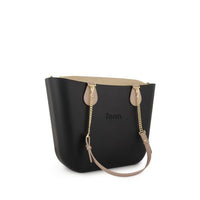 Fenn Original Tote, Black & Light Stone gold zip and chain