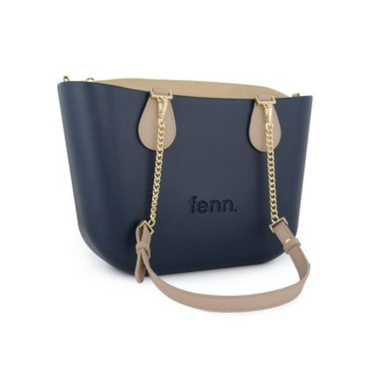 Fenn Petite Navy, light Stone Bag with gold zip