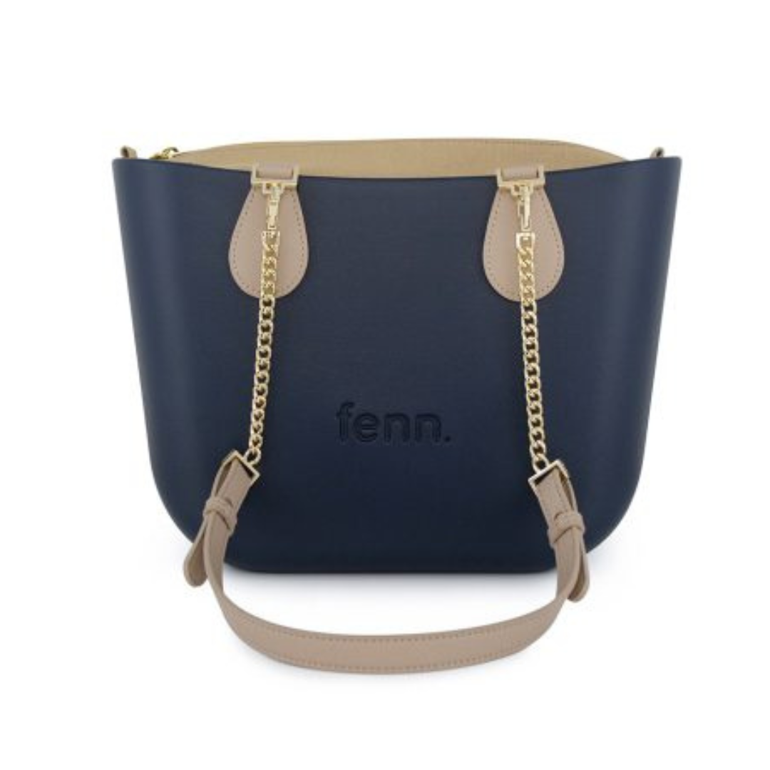 Fenn Petite Navy, light Stone Bag with gold zip