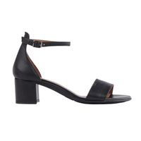 Brown ankle strap block heel sandal with closed back by Froggie 11879